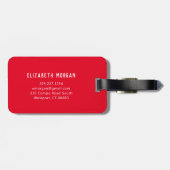 Monogram Naam Modern Minimaal Rode Bagage Label (Achterkant horizontaal)