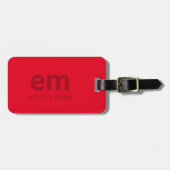 Monogram Naam Modern Minimaal Rood Bagage Label (Voorkant horizontaal)