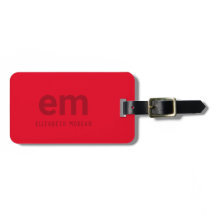 Monogram Naam Modern Minimaal Rood Bagage Label