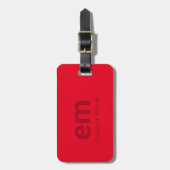 Monogram Naam Modern Minimaal Rood Bagage Label (Voorkant verticaal)