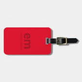 Monogram Naam Modern Minimaal Rood Reizen Bagagelabel (Voorkant horizontaal)