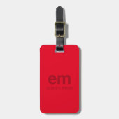 Monogram Naam Modern Minimaal Rood Reizen Bagagelabel (Voorkant verticaal)