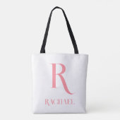 Monogram Naam Modern Minimaal Stijlvol Roze Tote Bag (Achterkant)
