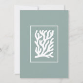 Monogram & naam Modern Minimal Nautical Coral Notitiekaartje (Achterkant)