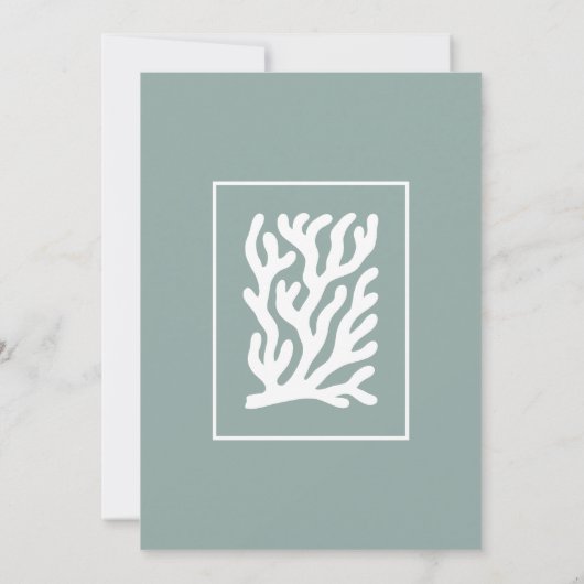 Monogram & naam Modern Minimal Nautical Coral Notitiekaartje (Achterkant)