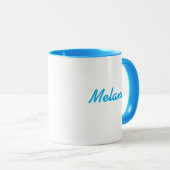 Monogram naam modern minimalistisch blauw wit mok (Voorkant rechts)