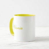 Monogram naam modern minimalistisch geel wit mok (Voorkant links)