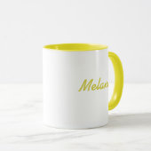 Monogram naam modern minimalistisch geel wit mok (Voorkant rechts)