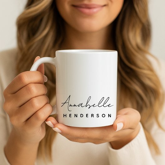 Monogram Naam | Modern Minimalistisch Stijlvol Koffiemok