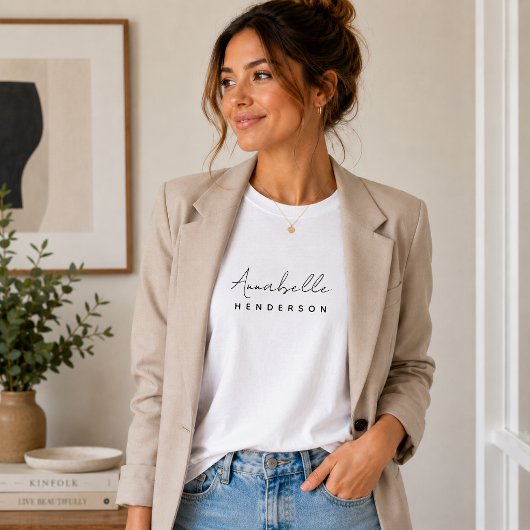 Monogram naam | Modern minimalistisch stijlvol T-shirt