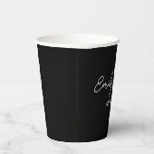 Monogram naam | Modern minimalistisch zwart Papieren Bekers (Rechts)
