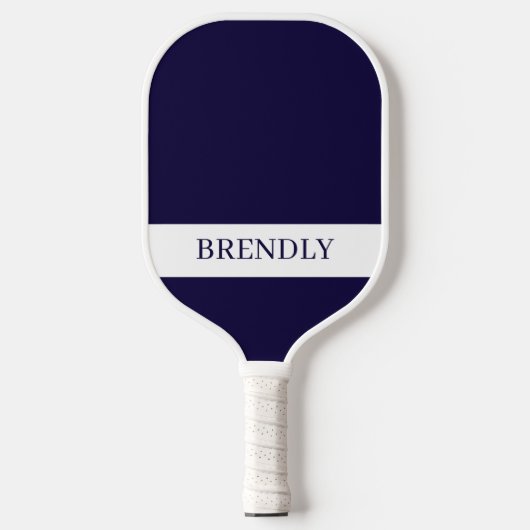 Monogram naam modern navyblauw wit pickleball paddle (Voorkant)