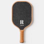 Monogram naam modern olijfgroen denimprint pickleball paddle (Achterkant)