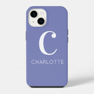 Monogram Naam Modern Periwinkle iPhone 14 Hoesje