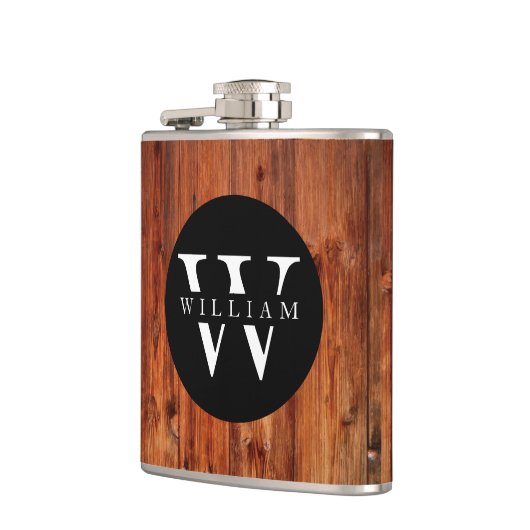 Monogram naam Modern Rustic Wood White Classy Heupfles (Links)