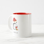 Monogram Naam Modern Schrift Letter C Kerstmis Tweekleurige Koffiemok (Voorkant links)
