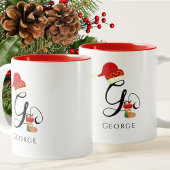Monogram Naam Modern Script Letter G Holiday Tweekleurige Koffiemok