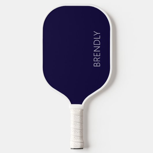 Monogram naam modern stijlvol navyblauw wit pickleball paddle (Voorkant)