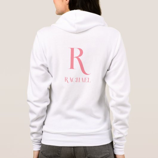 Monogram Naam Modern Stijlvol Roze Hoodie (Achterkant)