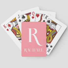 Monogram Naam Modern Stijlvol Roze Pokerkaarten