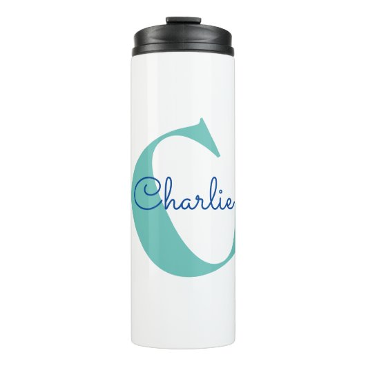 Monogram Naam Modern Typografie Thermosbeker (Voorkant)