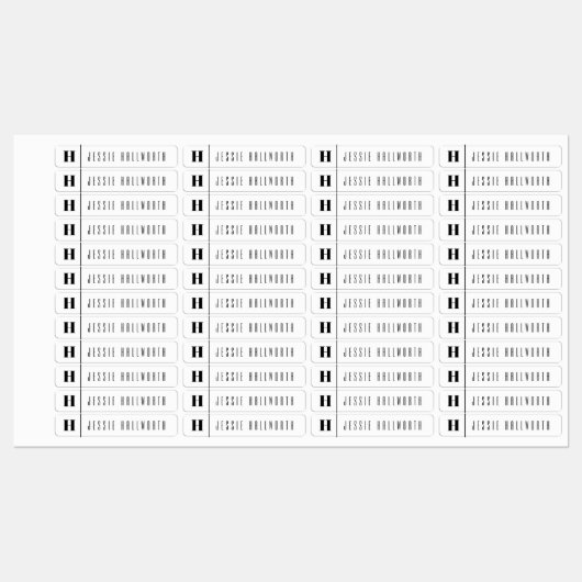 Monogram & Naam Modern | Zwart-wit Iron-on Labels (Vel)