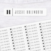 Monogram & Naam Modern | Zwart-wit Iron-on Labels