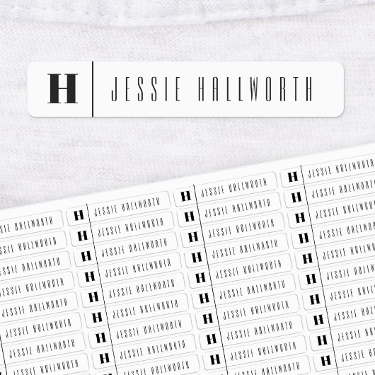 Monogram & Naam Modern | Zwart-wit Iron-on Labels