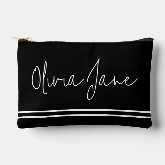 Monogram Naam Modern Zwart Wit Strepen Etui (Voorkant)