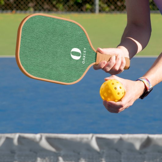 Monogram Naam || Moderne Lente Groen Denim Print Pickleball Paddle (Insitu)