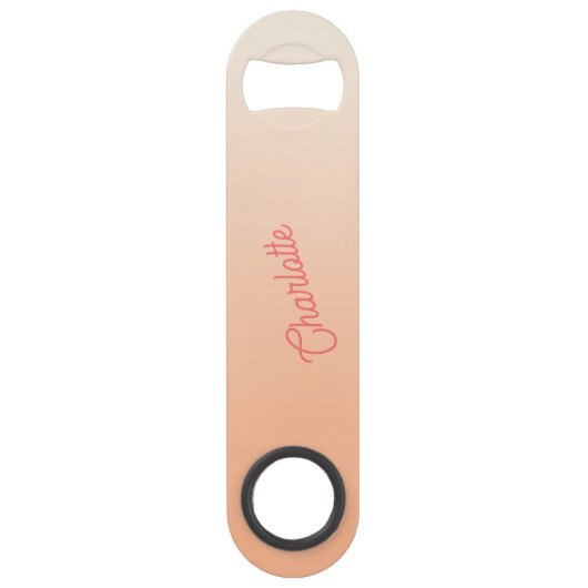 Monogram Naam Moderne Perzik Speed Flessenopener (Achterkant)