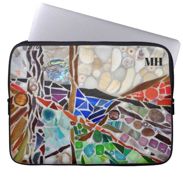 Monogram Naam Mosaic Laptop Sleeve (Voorkant)