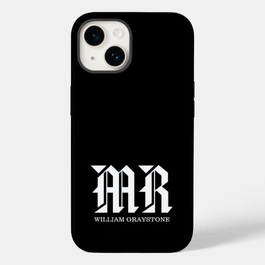 Monogram Naam MR. Zwart-wit Case-Mate iPhone Case (Achterkant)