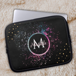 Monogram naam namaak goud glitters meisjesachtig g laptop sleeve