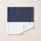 Monogram naam Nautical Shark Navy Blue | wit Bad Handdoek (Wasdoekje)