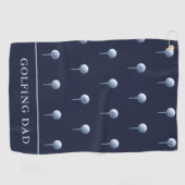 Monogram Naam Navy Blauw Wit T-shirt Patroon Golfe Golfhanddoek (Horizontaal)