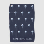 Monogram Naam Navy Blauw Wit T-shirt Patroon Golfe Golfhanddoek (Voorkant)