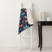 Monogram Naam Navy Blauwe Roze Perzik Vlinder  Sherpa Deken (In situ)