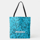 Monogram Naam op Blue Camo | Tote Bag (Voorkant)