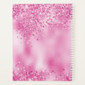 Monogram & naam op Faux Fuchsia Folie & Glitter Planner (Achterkant)