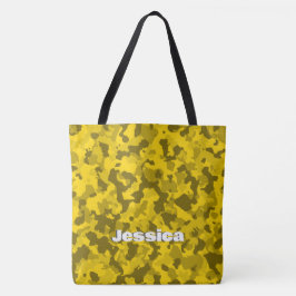 Monogram naam op gele camo | tote bag