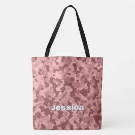 Monogram naam op Maroon Camo | Tote Bag