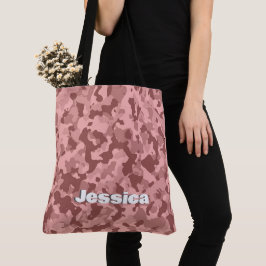 Monogram naam op Maroon Camo | Tote Bag