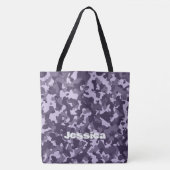 Monogram Naam op Paarse Camo | Tote Bag (Voorkant)