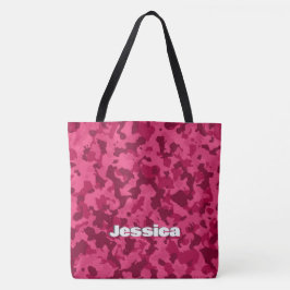 Monogram naam op roze camo | tote bag