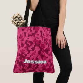 Monogram naam op roze camo | tote bag