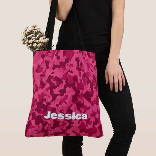 Monogram naam op roze camo | tote bag (Dichtbij)