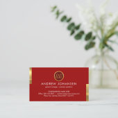Monogram Naam Op Stunning Rode Gouden Tabs Visitekaartje (Staand voorkant)
