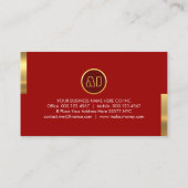 Monogram Naam Op Stunning Rode Gouden Tabs Visitekaartje (Achterkant)