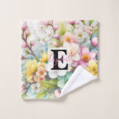 Monogram naam op waterverf Bloemen in pastels Bad Handdoek (Wasdoekje)